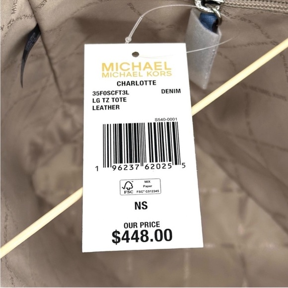 Michael Kors Large Charlotte Tote Bag Denim Blue - Picture 10 of 10